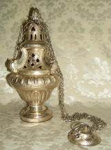Ornate antique solid silver Baroque Thurible & Boat